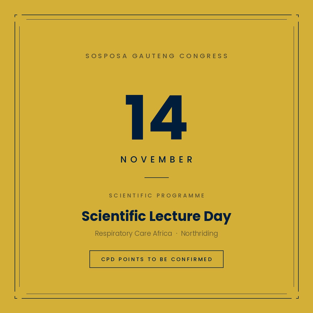 SOSPOSA Gauteng Congress 2026 — Scientific Lecture Day (Saturday 14 November)